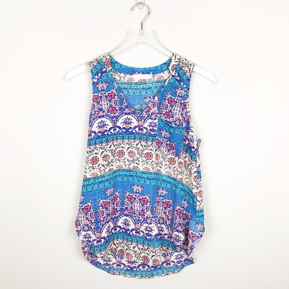 Lush Tops - Lush Norstrom Sleeveless Patterned Blouse Blue
